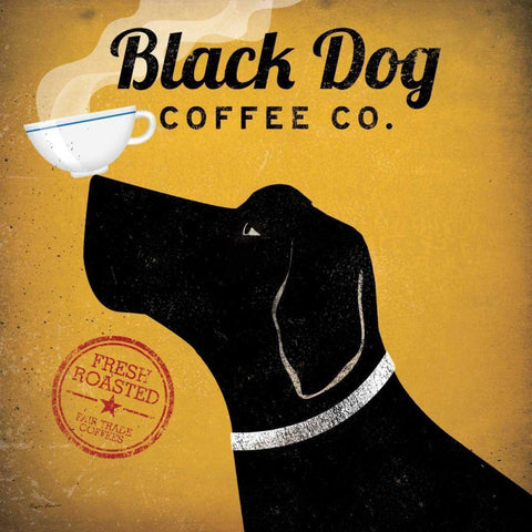 Black Dog Coffee Co White Modern Wood Framed Art Print by Fowler, Ryan