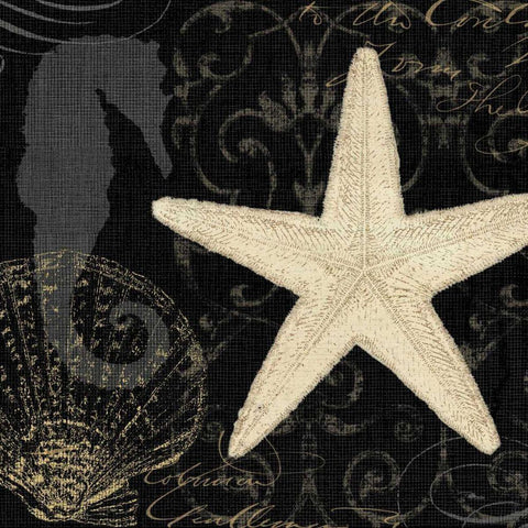 Coastal Moonlight I Gold Ornate Wood Framed Art Print with Double Matting by Pela Studio