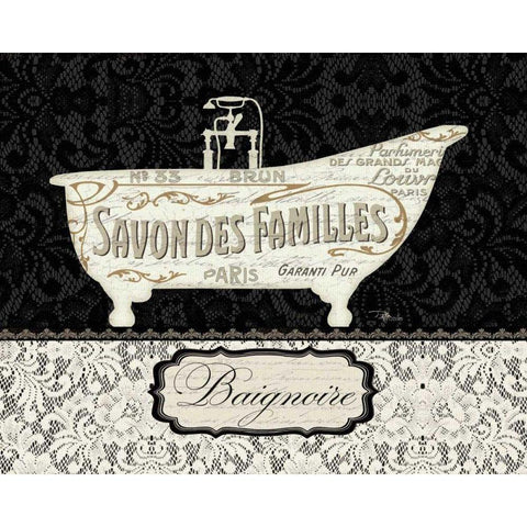 French Lace II Black Modern Wood Framed Art Print with Double Matting by Pela Studio