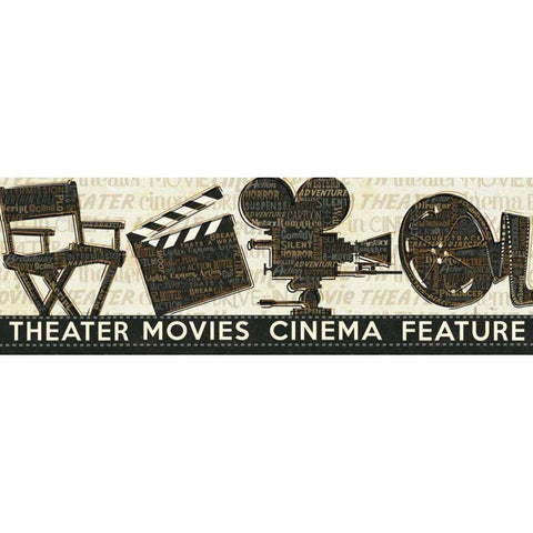 Cinema Gold Ornate Wood Framed Art Print with Double Matting by Pela Studio