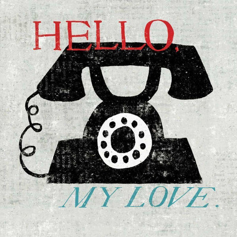 Vintage Desktop -  Phone Black Modern Wood Framed Art Print by Mullan, Michael