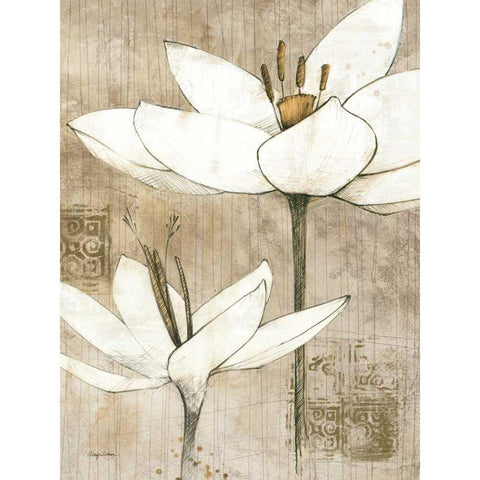 Pencil Floral I Gold Ornate Wood Framed Art Print with Double Matting by Tillmon, Avery