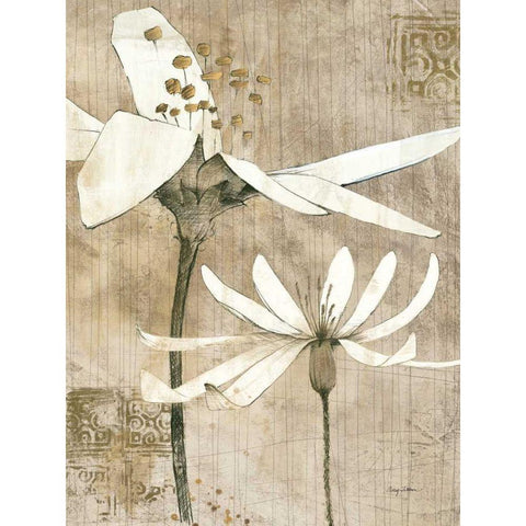 Pencil Floral II White Modern Wood Framed Art Print by Tillmon, Avery