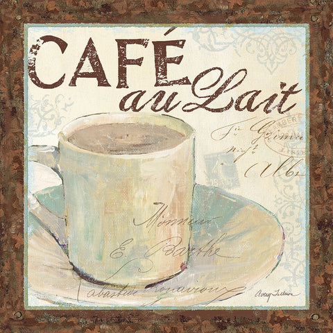 Cafe du Matin I White Modern Wood Framed Art Print with Double Matting by Tillmon, Avery