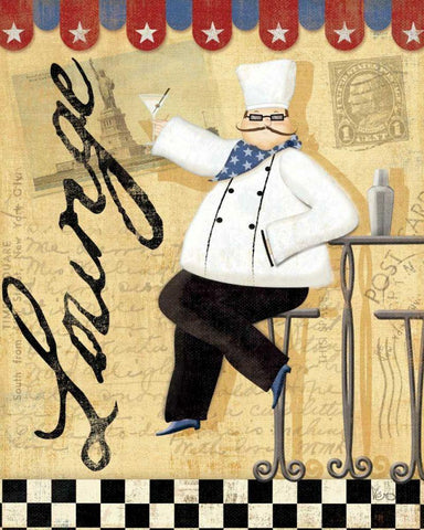 Chefs Break II White Modern Wood Framed Art Print with Double Matting by Charron, Veronique