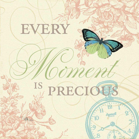 Time Flies I Gold Ornate Wood Framed Art Print with Double Matting by Pela Studio