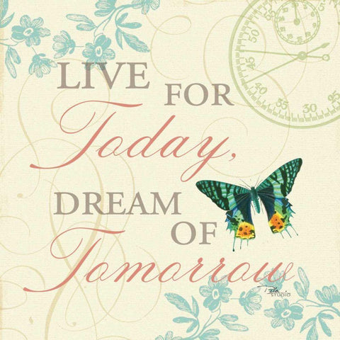 Time Flies III Black Ornate Wood Framed Art Print with Double Matting by Pela Studio