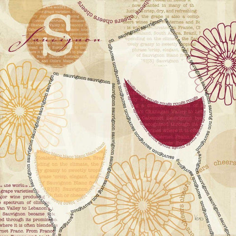 Wine Script II White Modern Wood Framed Art Print by Charron, Veronique