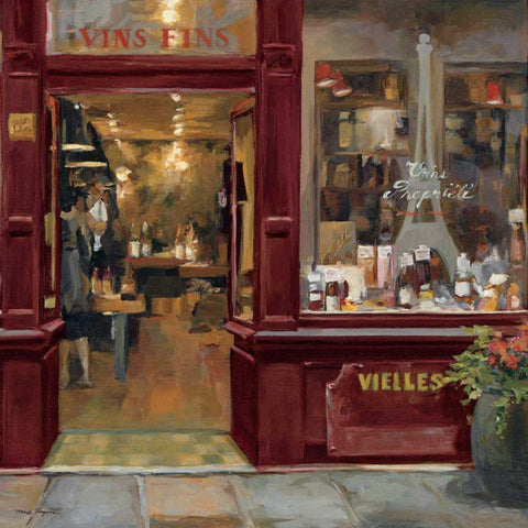 Parisian Wine Shop Red Crop Black Ornate Wood Framed Art Print with Double Matting by Hageman, Marilyn