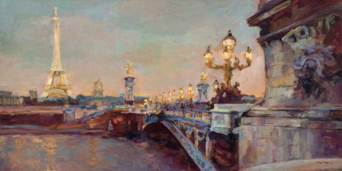 Parisian Evening Crop Black Ornate Wood Framed Art Print with Double Matting by Hageman, Marilyn