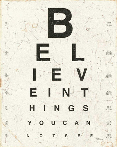 Eye Chart I White Modern Wood Framed Art Print with Double Matting by Pela Studio