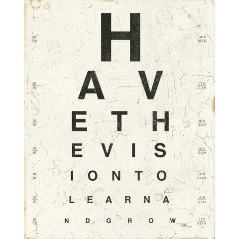 Eye Chart II Black Modern Wood Framed Art Print with Double Matting by Pela Studio