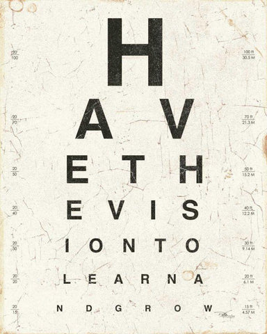 Eye Chart II White Modern Wood Framed Art Print with Double Matting by Pela Studio