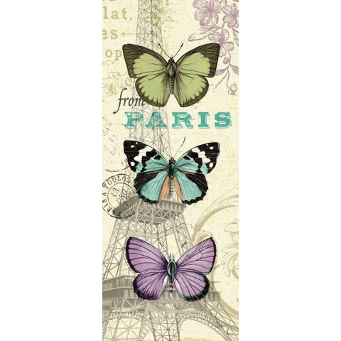 Air Mail Butterfly Panel I Black Modern Wood Framed Art Print with Double Matting by Pelletier, Alain