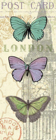 Air Mail Buttefly Panel II Black Ornate Wood Framed Art Print with Double Matting by Pelletier, Alain