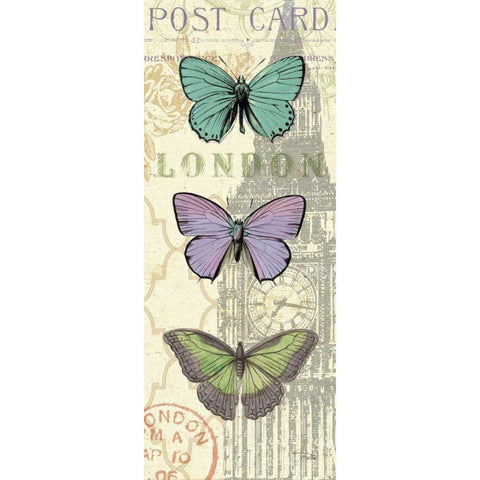 Air Mail Buttefly Panel II Black Modern Wood Framed Art Print by Pelletier, Alain