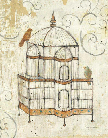 Bird Cage I Black Ornate Wood Framed Art Print with Double Matting by Tillmon, Avery