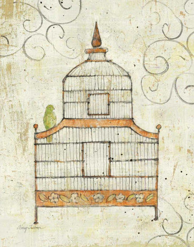 Bird Cage III White Modern Wood Framed Art Print with Double Matting by Tillmon, Avery