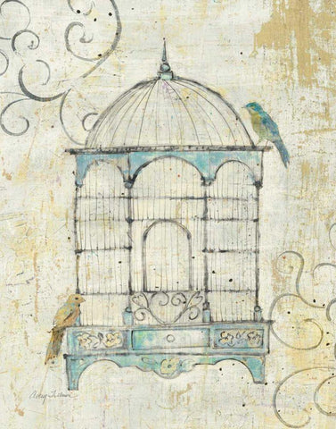 Bird Cage IV Black Ornate Wood Framed Art Print with Double Matting by Tillmon, Avery