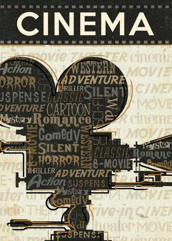 Cinema I White Modern Wood Framed Art Print with Double Matting by Pela Studio
