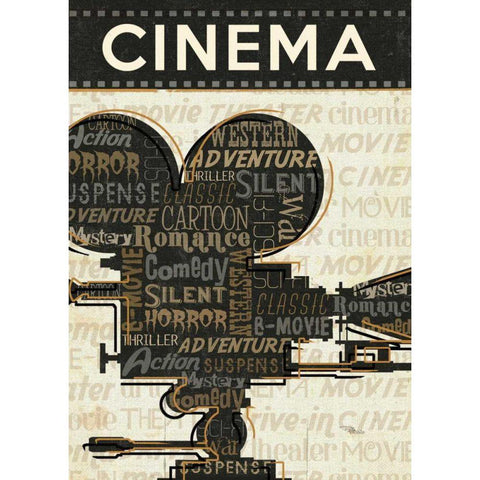 Cinema I Black Modern Wood Framed Art Print with Double Matting by Pela Studio