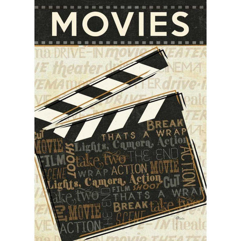 Cinema II Black Modern Wood Framed Art Print with Double Matting by Pela Studio