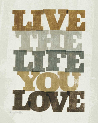 Live and Love I Black Ornate Wood Framed Art Print with Double Matting by Mullan, Michael