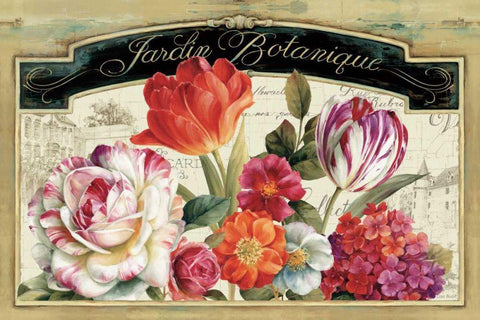 Garden View I Black Ornate Wood Framed Art Print with Double Matting by Audit, Lisa