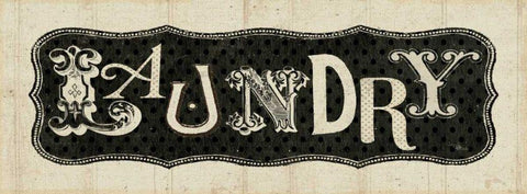 Room Signs I - Laundry Black Ornate Wood Framed Art Print with Double Matting by Pela Studio