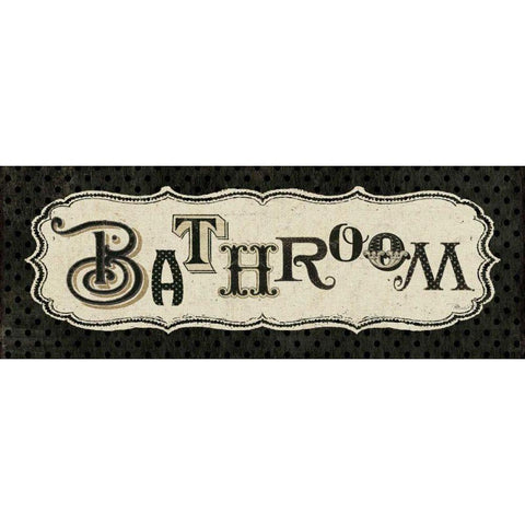 Room Signs II - Bathroom Gold Ornate Wood Framed Art Print with Double Matting by Pela Studio