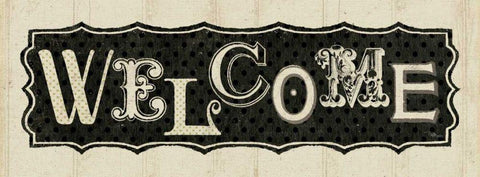 Room Signs IV - Welcome Black Ornate Wood Framed Art Print with Double Matting by Pela Studio