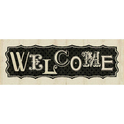 Room Signs IV - Welcome Gold Ornate Wood Framed Art Print with Double Matting by Pela Studio