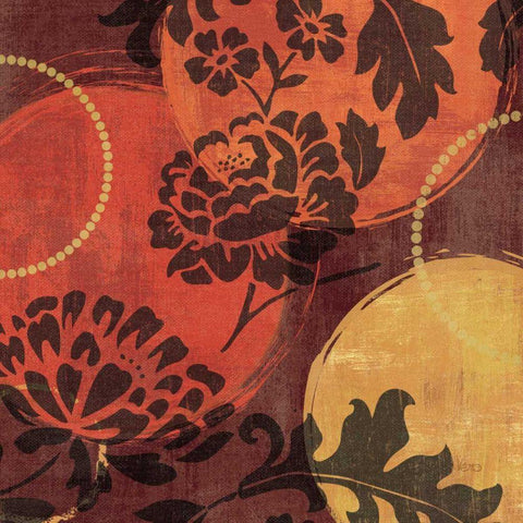 Floral Decal III Gold Ornate Wood Framed Art Print with Double Matting by Charron, Veronique