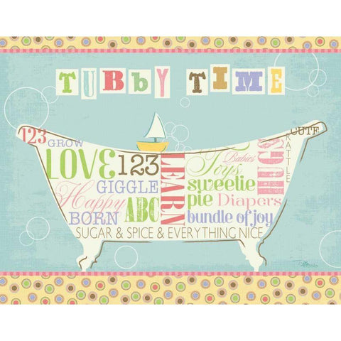 Tubby Time I Gold Ornate Wood Framed Art Print with Double Matting by Pela Studio