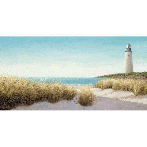 Lighthouse by the Sea White Modern Wood Framed Art Print by Wiens, James