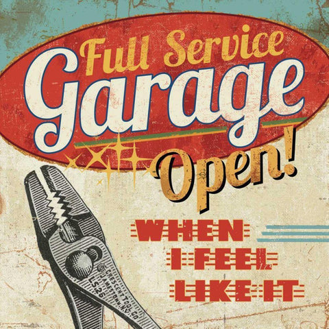 Mancave I - Full Service Garage Black Ornate Wood Framed Art Print with Double Matting by Pela Studio