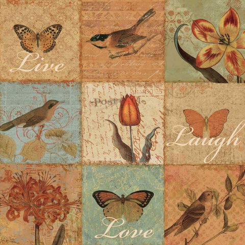 Live Love and Laugh White Modern Wood Framed Art Print with Double Matting by Pelletier, Alain