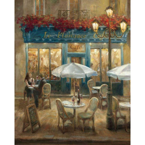 Paris Cafe I Crop Black Modern Wood Framed Art Print with Double Matting by Nai, Danhui