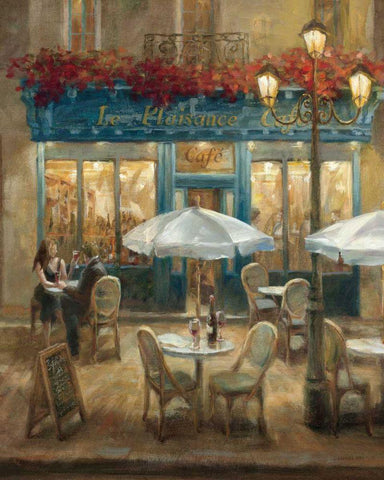 Paris Cafe I Crop White Modern Wood Framed Art Print with Double Matting by Nai, Danhui