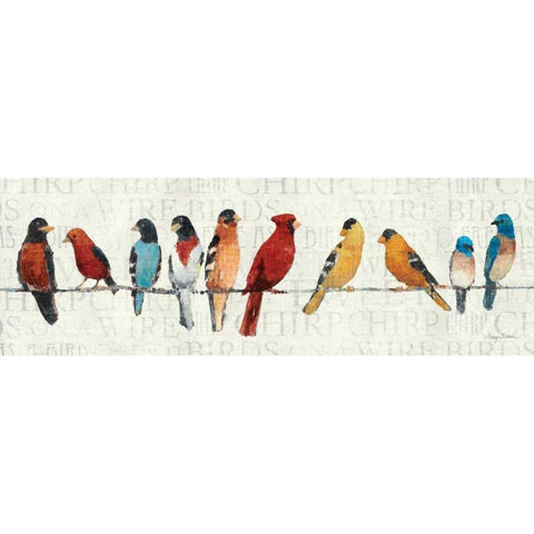 The Usual Suspects - Birds on a Wire White Modern Wood Framed Art Print by Tillmon, Avery