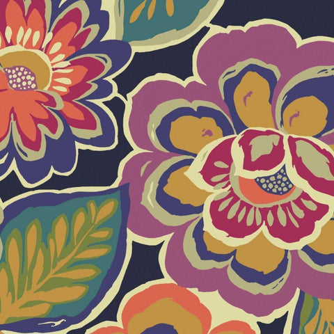 Floral Assortment Square II Black Modern Wood Framed Art Print with Double Matting by Wild Apple Portfolio