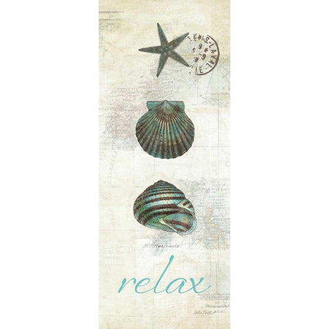 Touch of Blue Shells I Black Modern Wood Framed Art Print by Pertiet, Katie