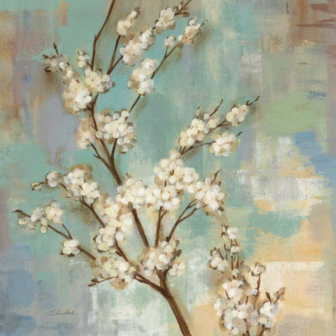 Kyoto Blossoms II White Modern Wood Framed Art Print with Double Matting by Vassileva, Silvia