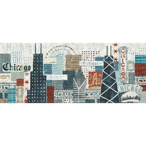 Hey Chicago Crop Gold Ornate Wood Framed Art Print with Double Matting by Mullan, Michael