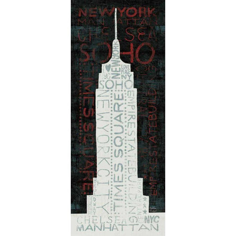 Empire State Building - Red  White Modern Wood Framed Art Print by Mullan, Michael