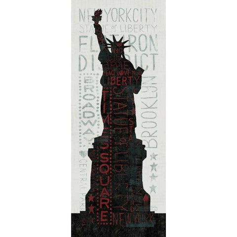 Statue of Liberty - Red  Black Modern Wood Framed Art Print with Double Matting by Mullan, Michael