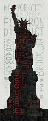 Statue of Liberty - Red  White Modern Wood Framed Art Print with Double Matting by Mullan, Michael