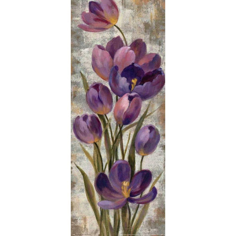 Royal Purple Tulips I Black Modern Wood Framed Art Print with Double Matting by Vassileva, Silvia