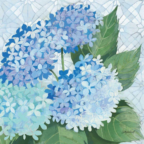 Decorative Hydrangea II White Modern Wood Framed Art Print with Double Matting by Lovell, Kathrine