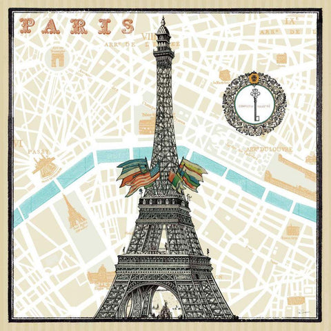 Monuments des Paris Eiffel Black Ornate Wood Framed Art Print with Double Matting by Schlabach, Sue